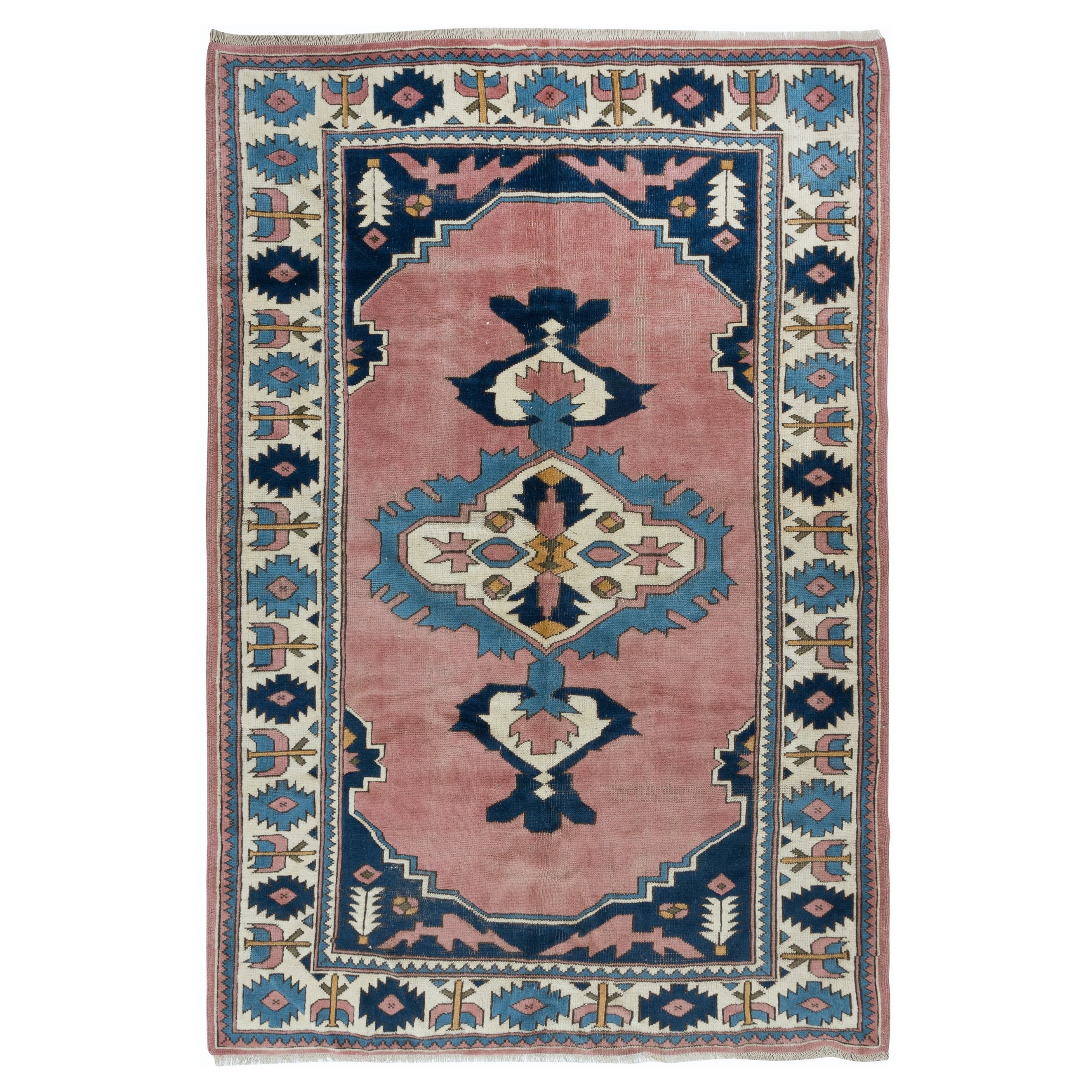 5.5x8 Ft Traditional Vintage Turkish Tribal Rug, Hand Knotted Village Carpet For Sale
