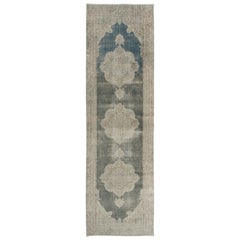 3.3x10.7 Ft Anatolian Oushak Faded Hallway Runner Rug, Vintage Corridor Carpet