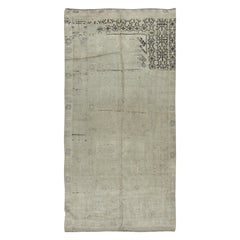 5x9.8 Ft Vintage Antique Washed Wool Rug in Beige, Handmade Turkish Oushak Rug