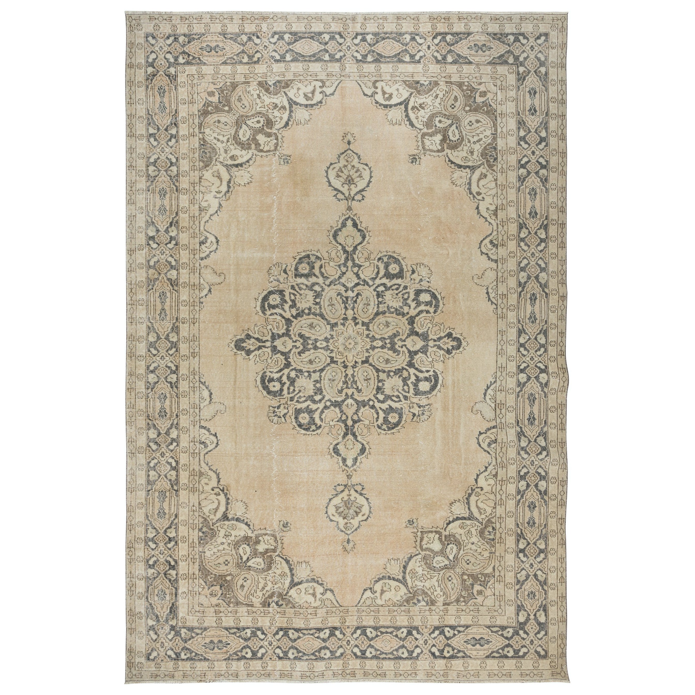 8.2x12 Ft Vintage Handmade Turkish Oushak Rug, Rustic Country House Style