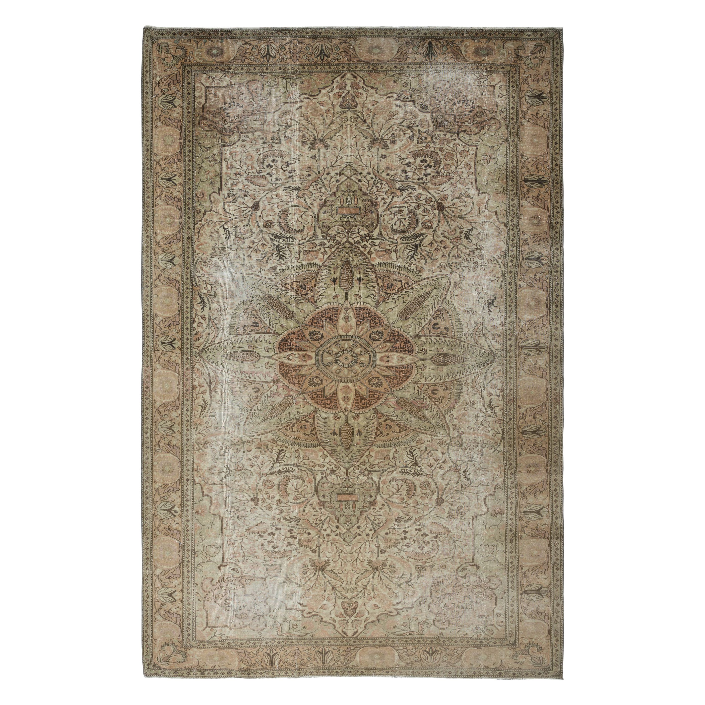 7.5x11.6 Ft One of a Kind Vintage Wool Area Rug, Hand Knotted Anatolian Carpet For Sale