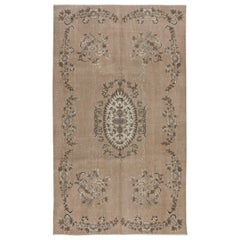 Retro 5.5x9 Ft Aubusson French Rug, Handmade Turkish Carpet for Country Homes & Rustic