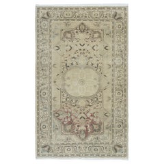 5x8 Ft Farmhouse Decor Retro Handmade Rug in Beige, Sun Faded Anatolian Carpet