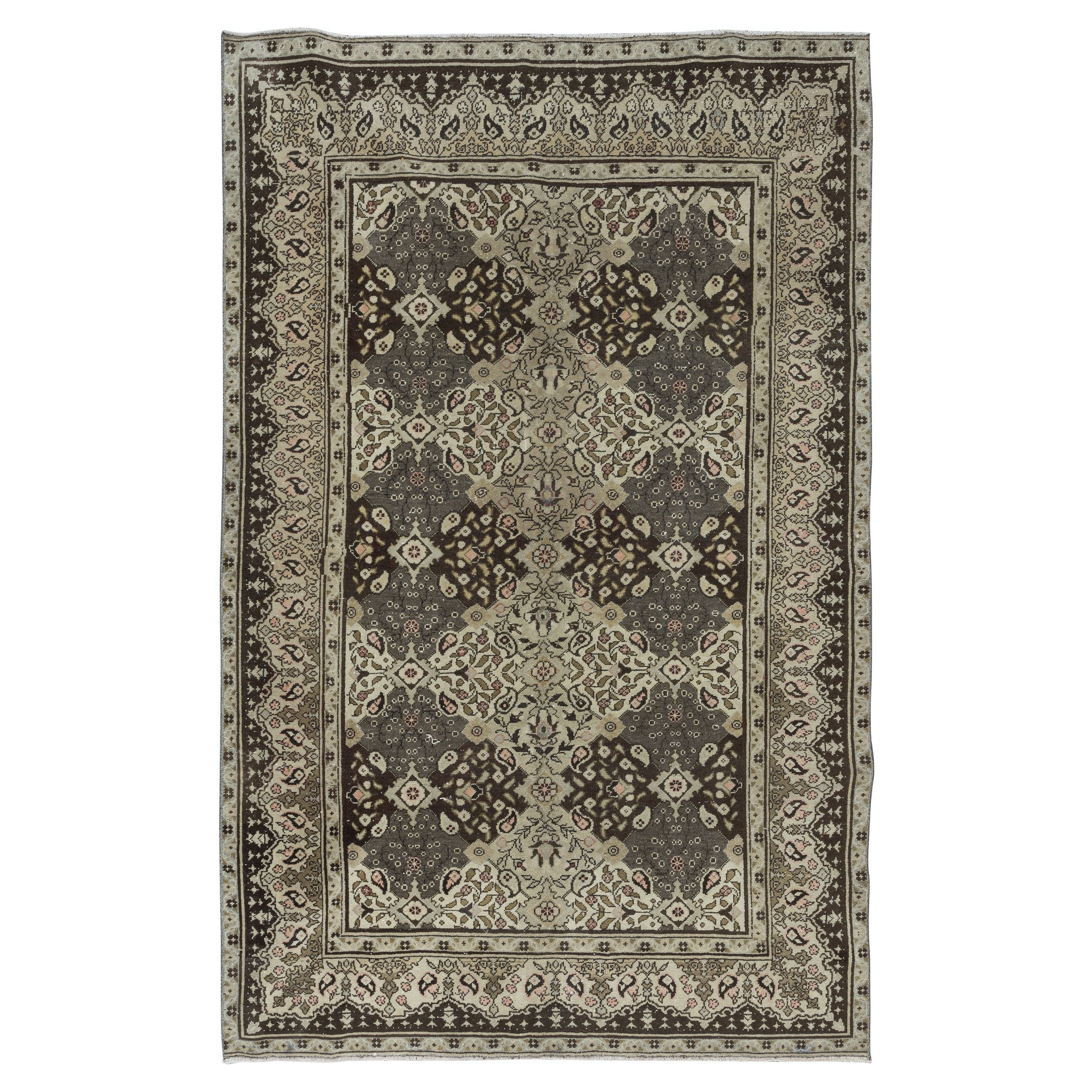 5.6x8.6 Ft Vintage-Teppich mit Blumenmuster, handgefertigter türkischer Teppich für Country Homes im Angebot