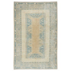 6.5x9.7 Ft Verblassterter handgeknüpfter Oushak-Teppich, geometrischer Anatolischer Teppich, Vintage