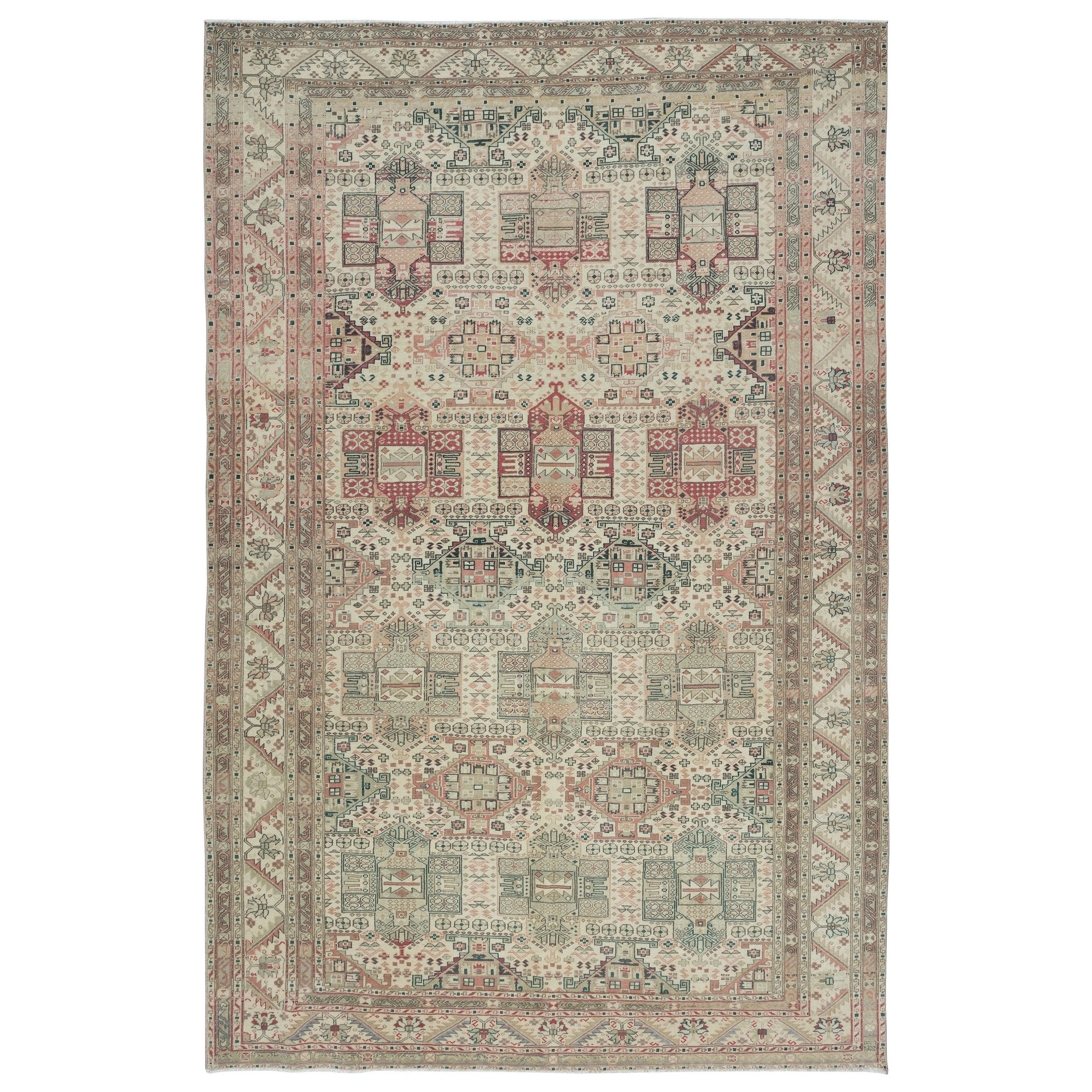 6.4x9.7 Ft Traditional Vintage Handmade Turkish Rug for Rustic & Farmhouse Decor For Sale