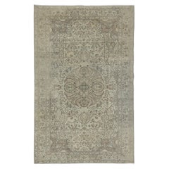 6x9.7 Ft Vintage Hand Knotted Turkish Oushak Area Rug in Soft Earthy Colors