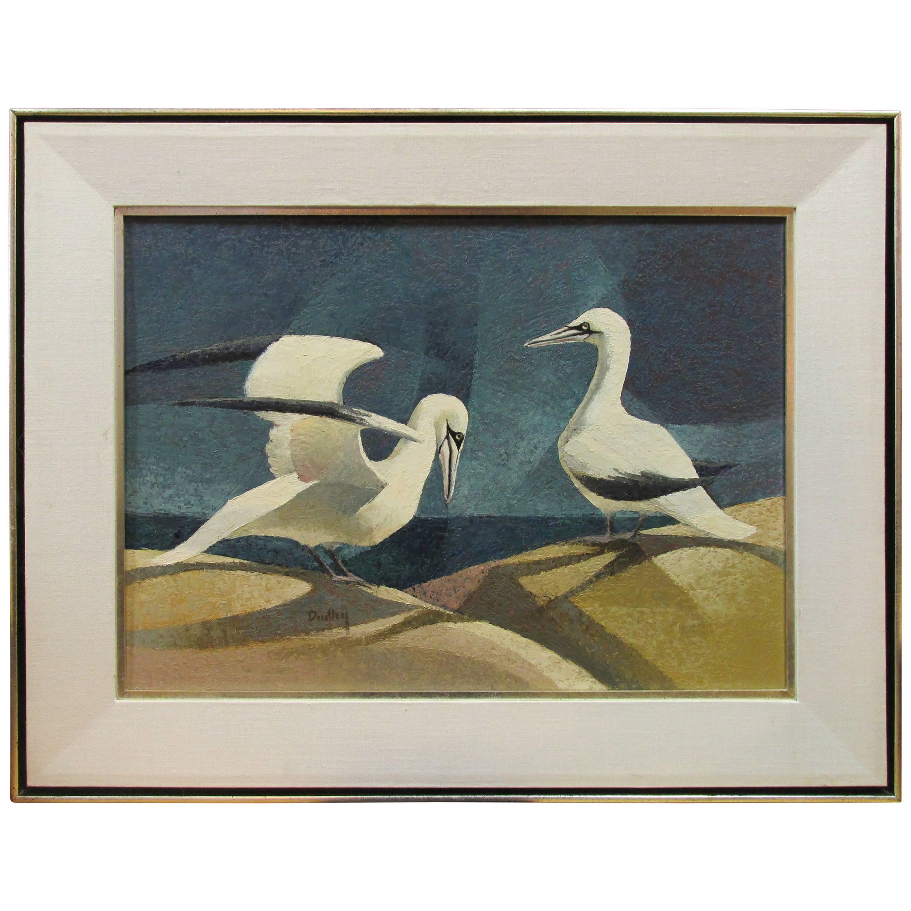 Cubist Painting by Jack Dudley, Two Seagulls