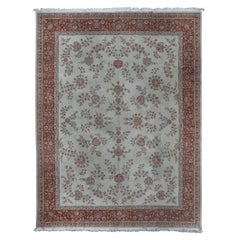 11.2x14.4 Ft Retro Handmade Floral Turkish Oversize Rug in Beige & Red Colors