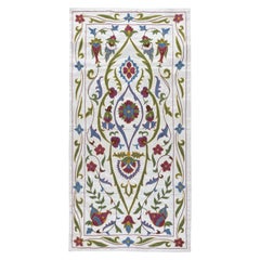 20"x39" Embroidered 100% Silk Wall Hanging, Suzani Tablecloth, New Tapestry