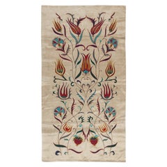 22"x41" 100% Silk Wall Hanging, Embroidered Uzbek Tapestry, Suzani Wall Decor