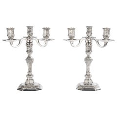 Paire de candélabres en métal argenté - Christofle - Renaissance - Louis Dupérier