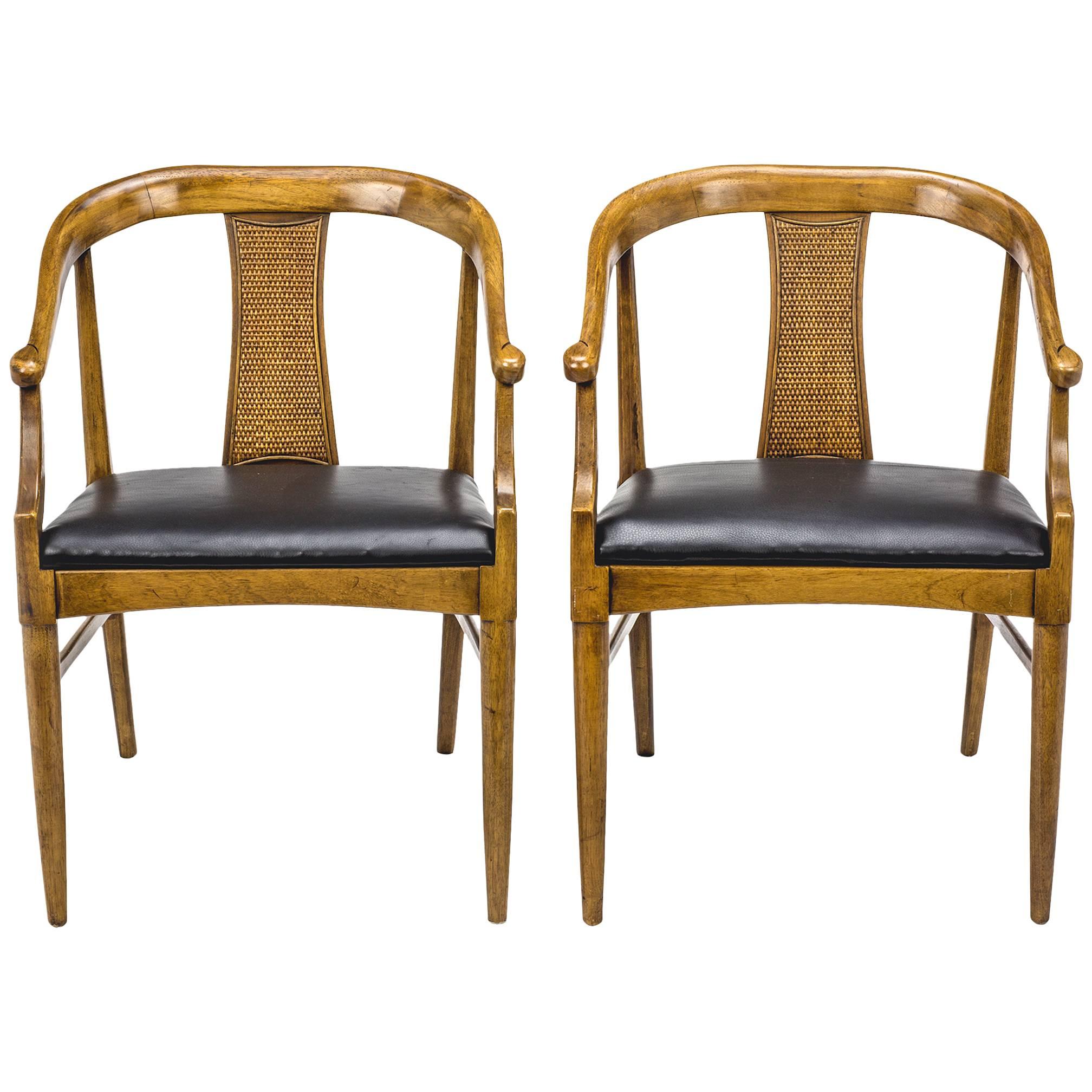  Leather Chairs, Mid Century Danish.  Pair