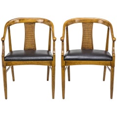 Leather Chairs, Mid Century Danish.  Pair