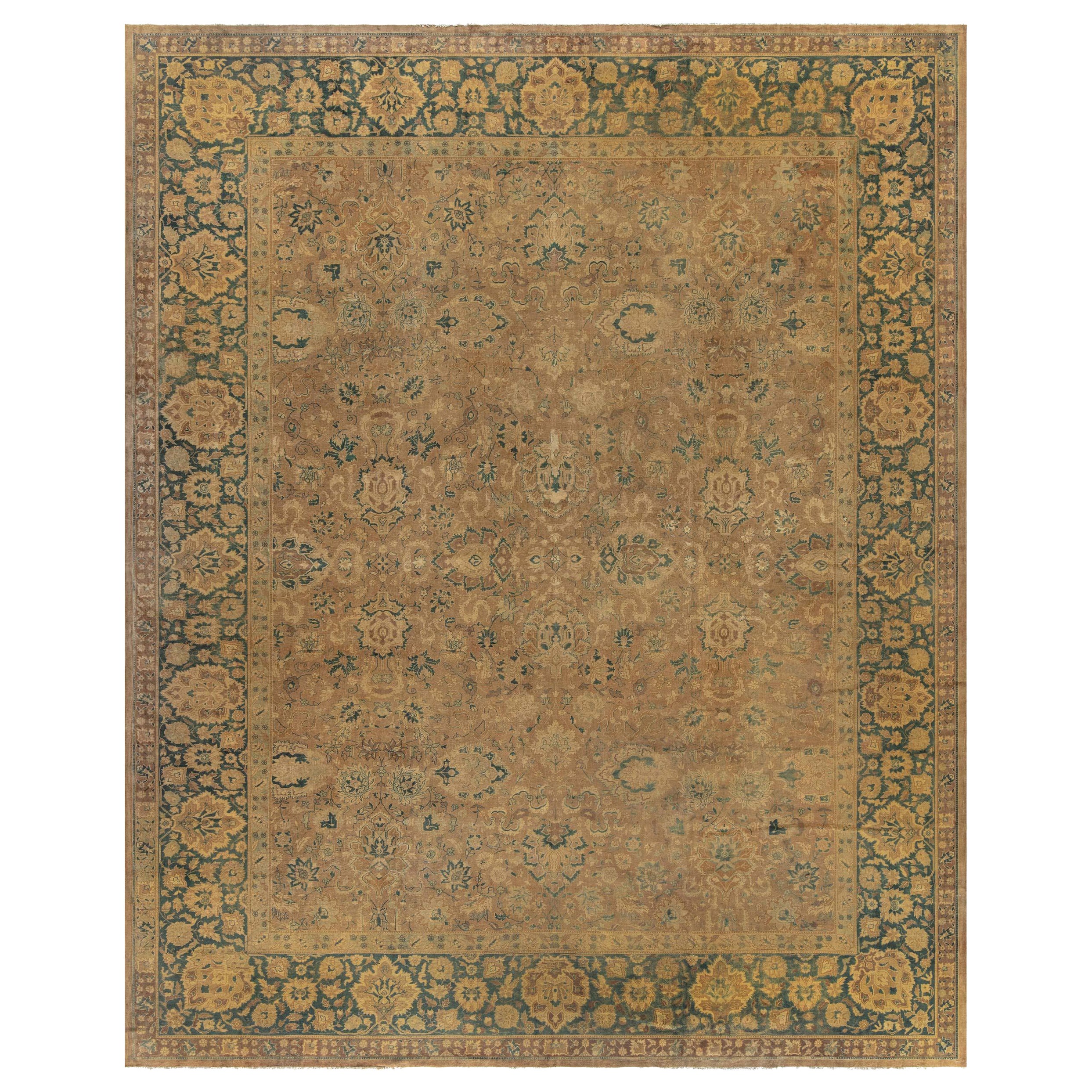 Antique Indian Handmade Wool Rug For Sale