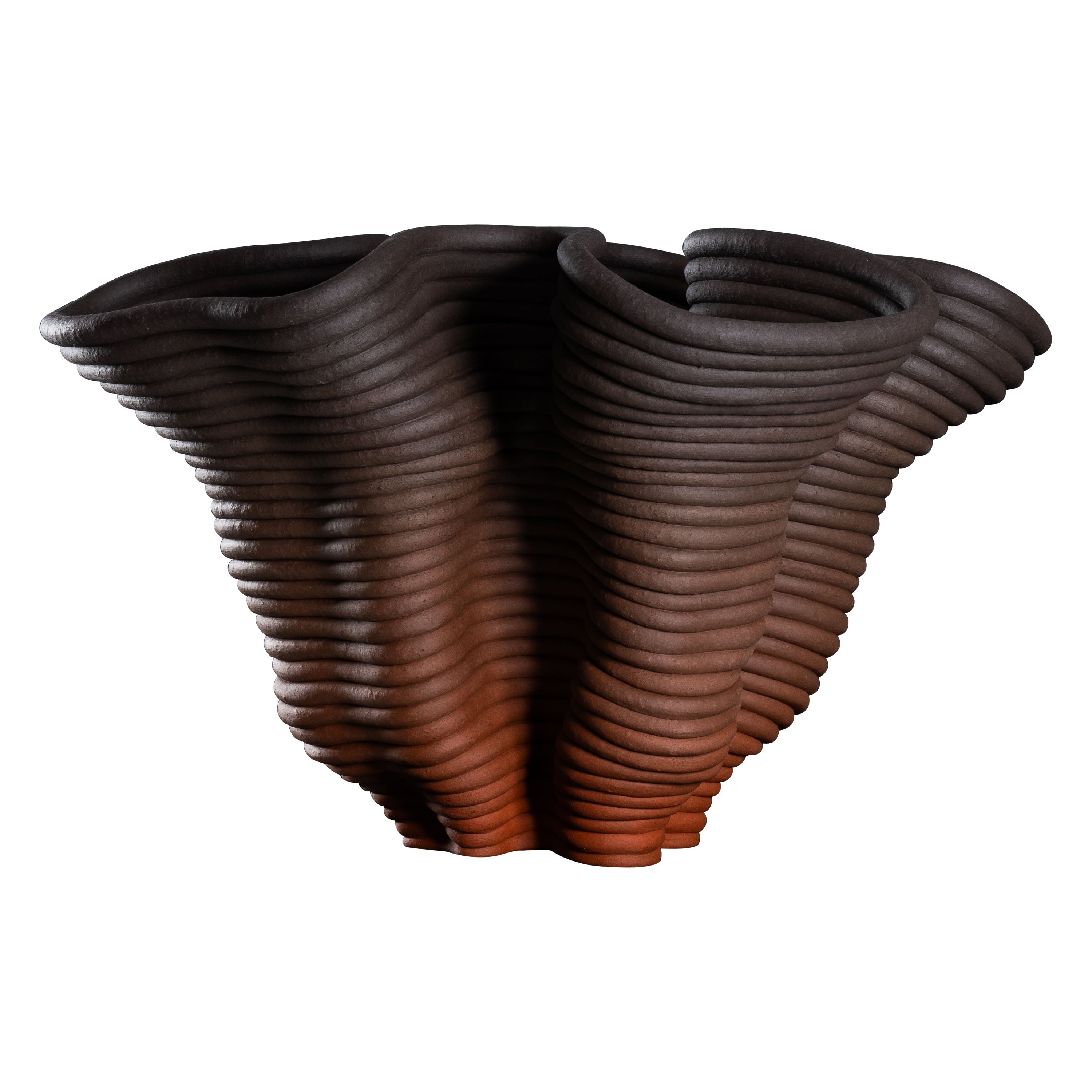 Vase contemporain en grès avec une transition de couleur naturelle #13