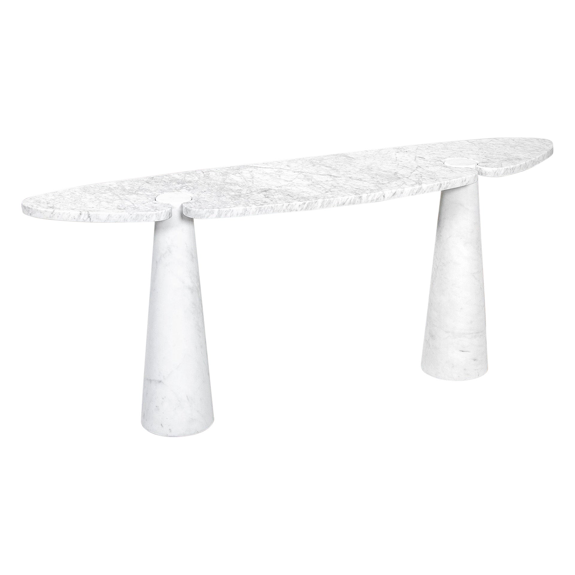 20th Century Angelo Mangiarotti Consolle Table mod. Eros in Carrara Marble For Sale