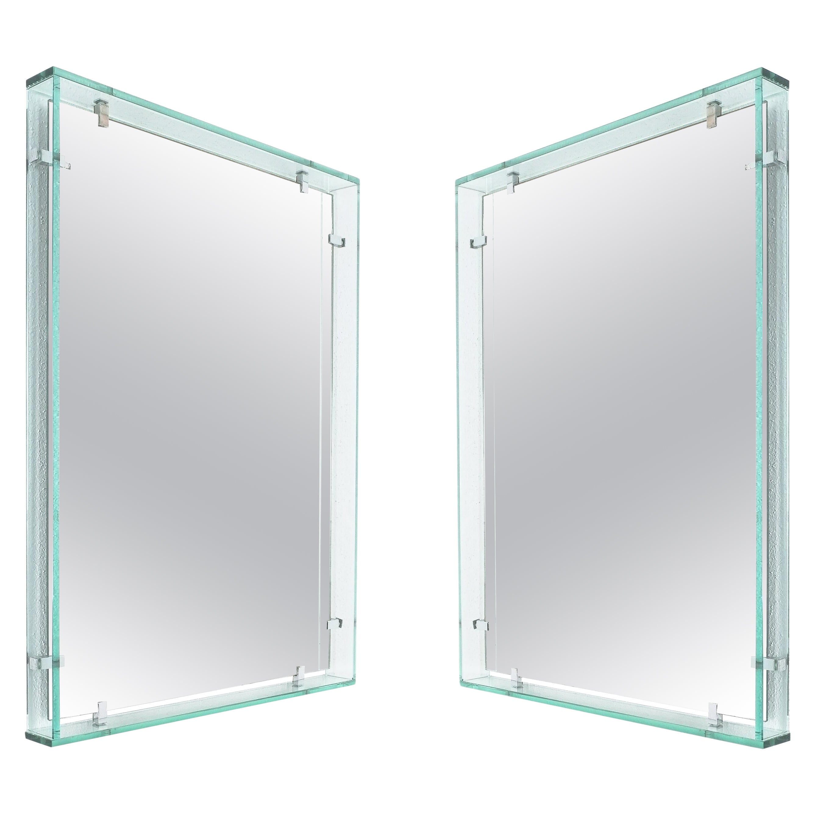 Fontana Arte Model 2014 Rectangular Floating Glass Mirrors, One of Two, 1960 For Sale