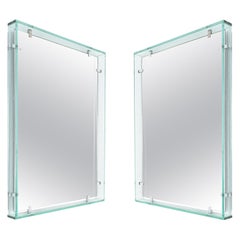 Vintage Fontana Arte Model 2014 Rectangular Floating Glass Mirrors, One of Two, 1960