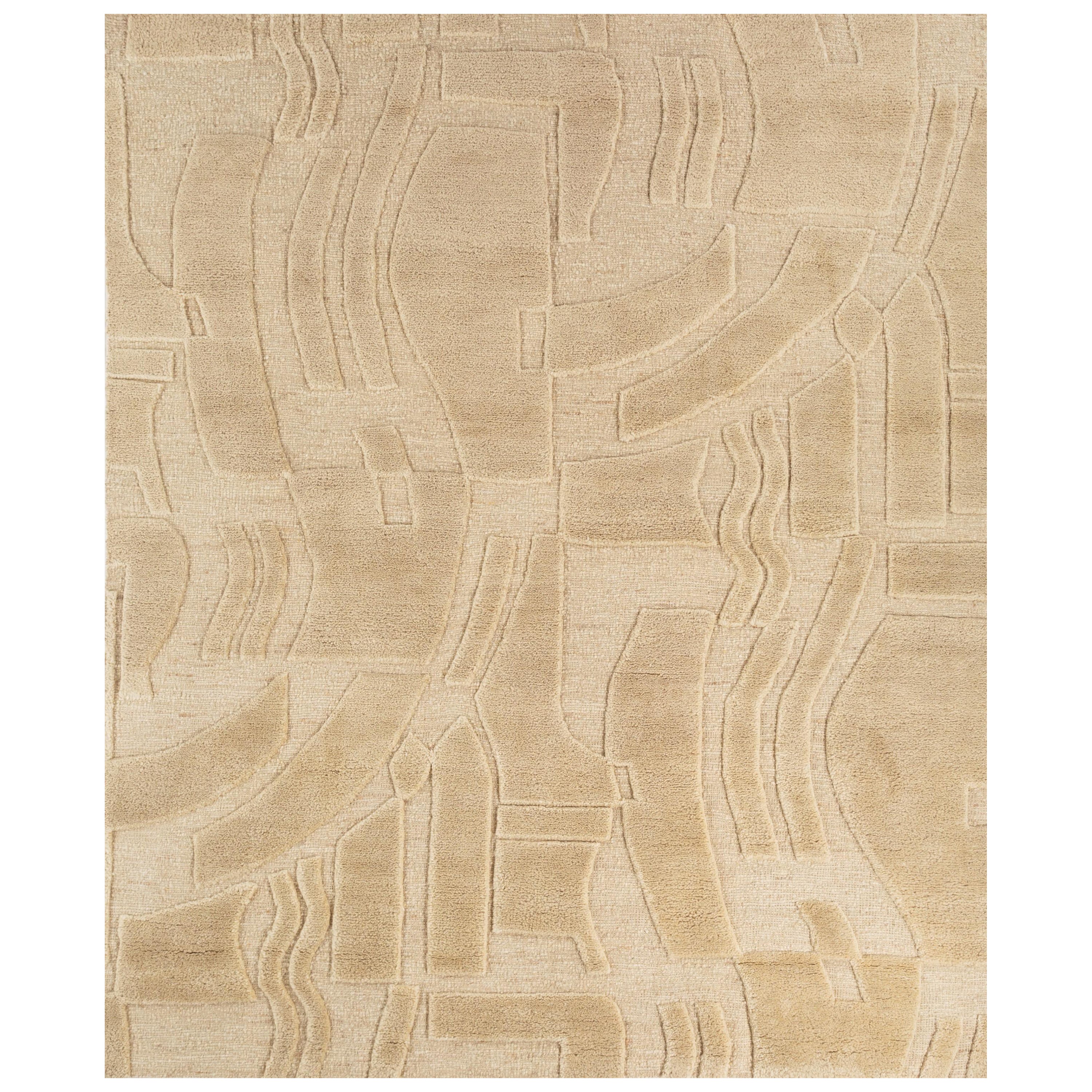 Ivory Cascade Cloud White & Cloud White 240x300 cm Hand Knotted Rug For Sale