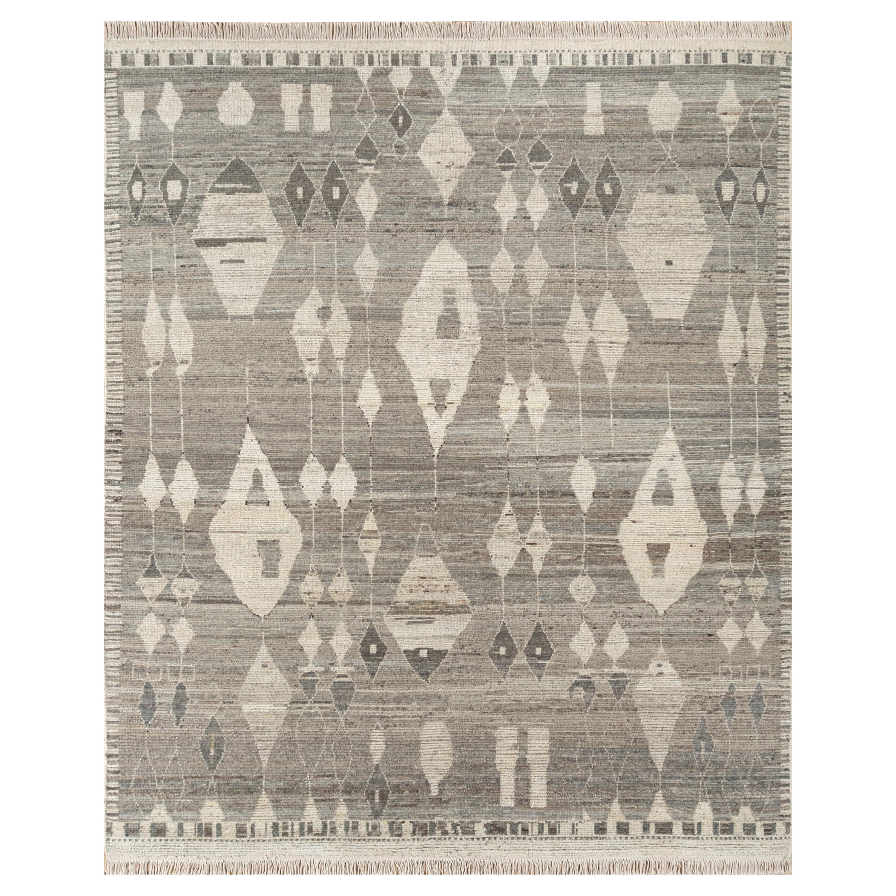 Sublime Alfombra Anudada a Mano Gris Natural y Blanco Natural 180x270 cm
