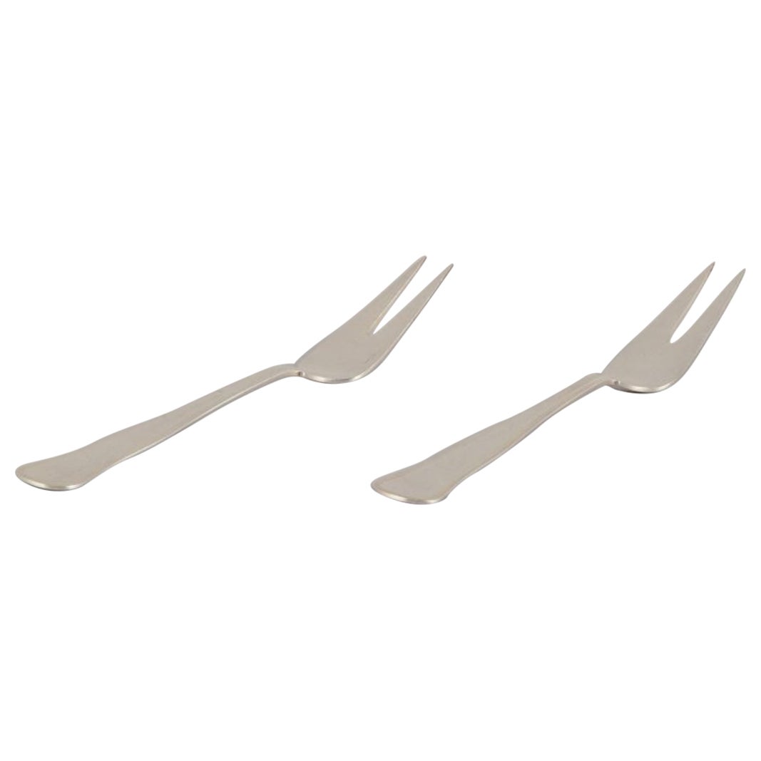 Cohr, Danish silversmith. Two "Old Danish" meat forks in 830 silver.  For Sale