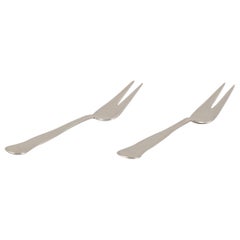 Cohr, Danish silversmith. Two "Old Danish" meat forks in 830 silver. 