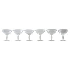 Vintage Lalique After René Lalique, Six Fontainebleau Champagne Glasses, France 1950s