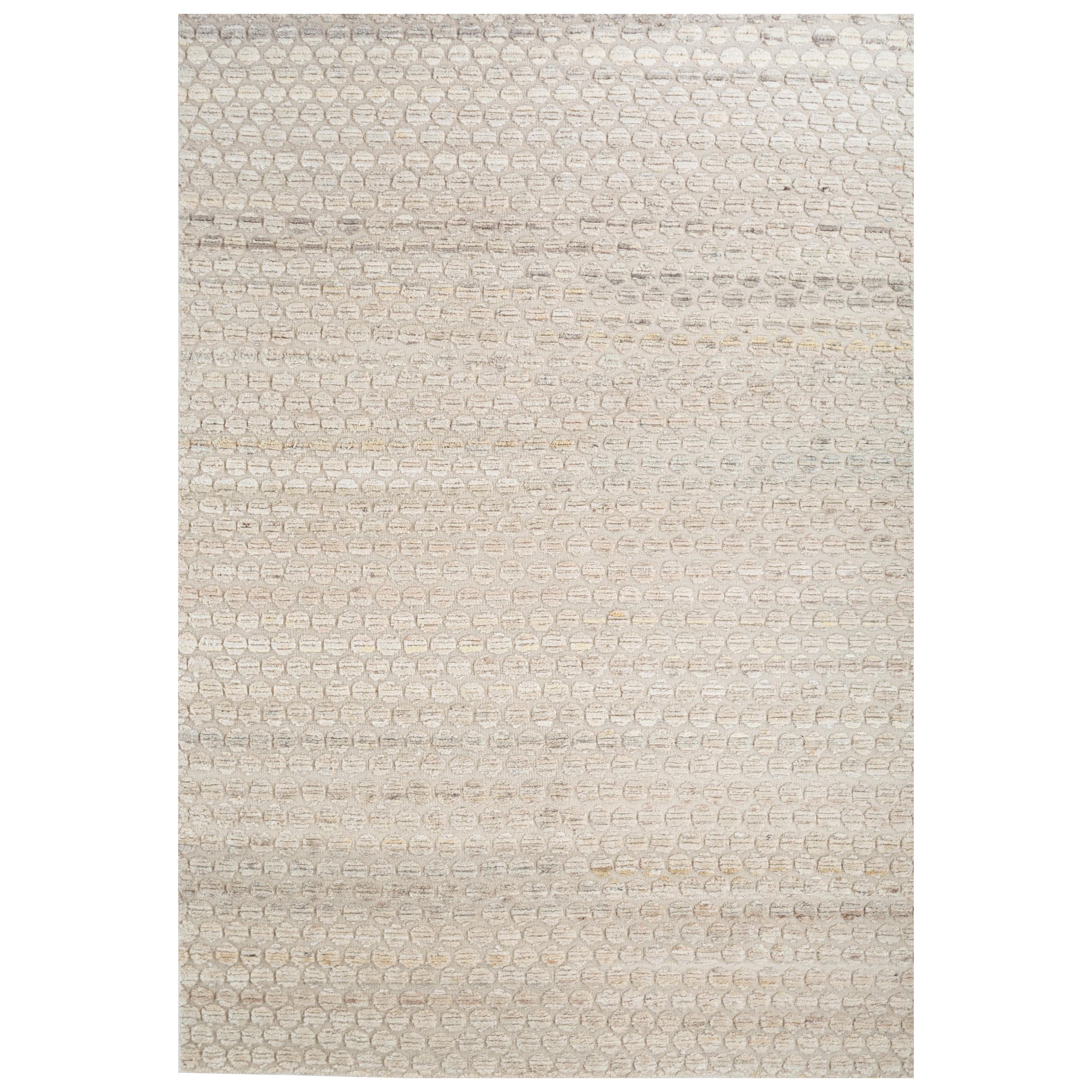 Handgeknüpfter Teppich in Wolkenweiß und natürlichem Weiß mit Silberfutter 180x270 cm