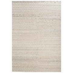 Handgeknüpfter Teppich in Wolkenweiß und natürlichem Weiß mit Silberfutter 180x270 cm