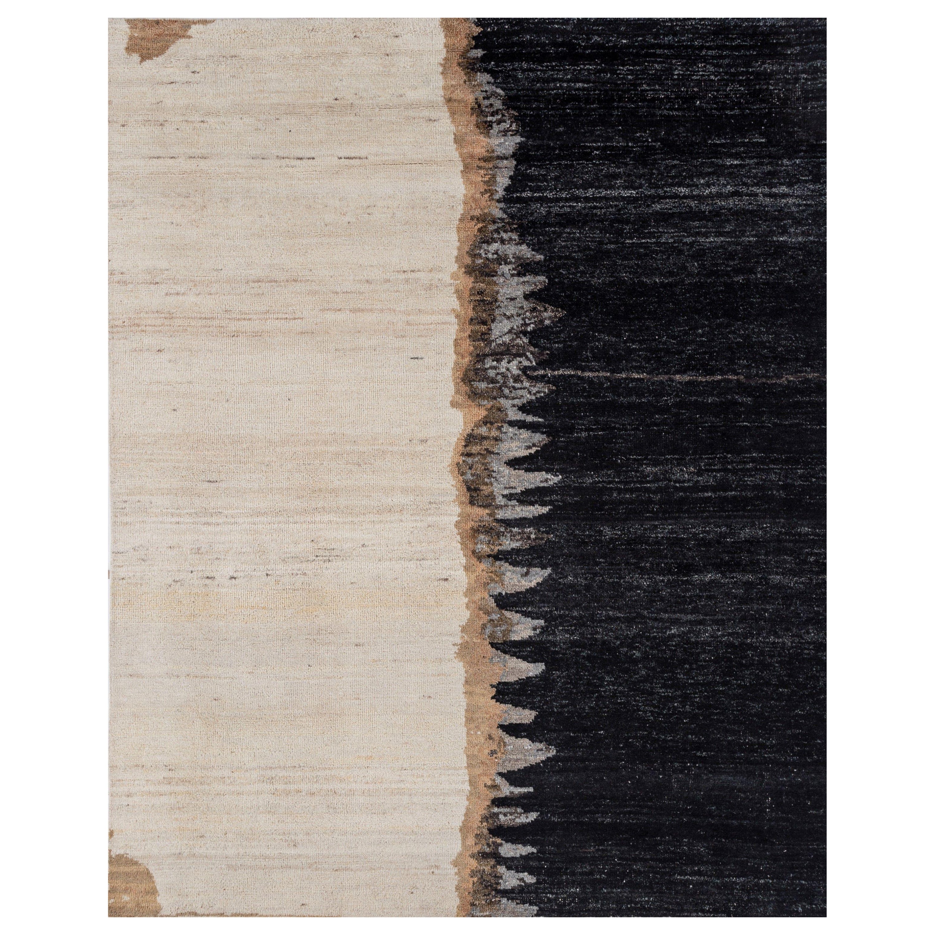 Merging Ripples Vanilla & Ebony 240x300 cm Hand Knotted Rugs For Sale