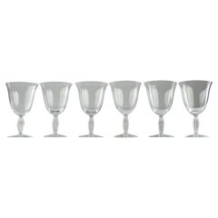 Lalique Dopo René Lalique, Sei bicchieri da vino rosso Fontainebleau, Francia, anni '50