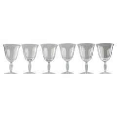 Lalique d'après René Lalique, six verres à vin rouge de Fontainebleau, France, années 1950