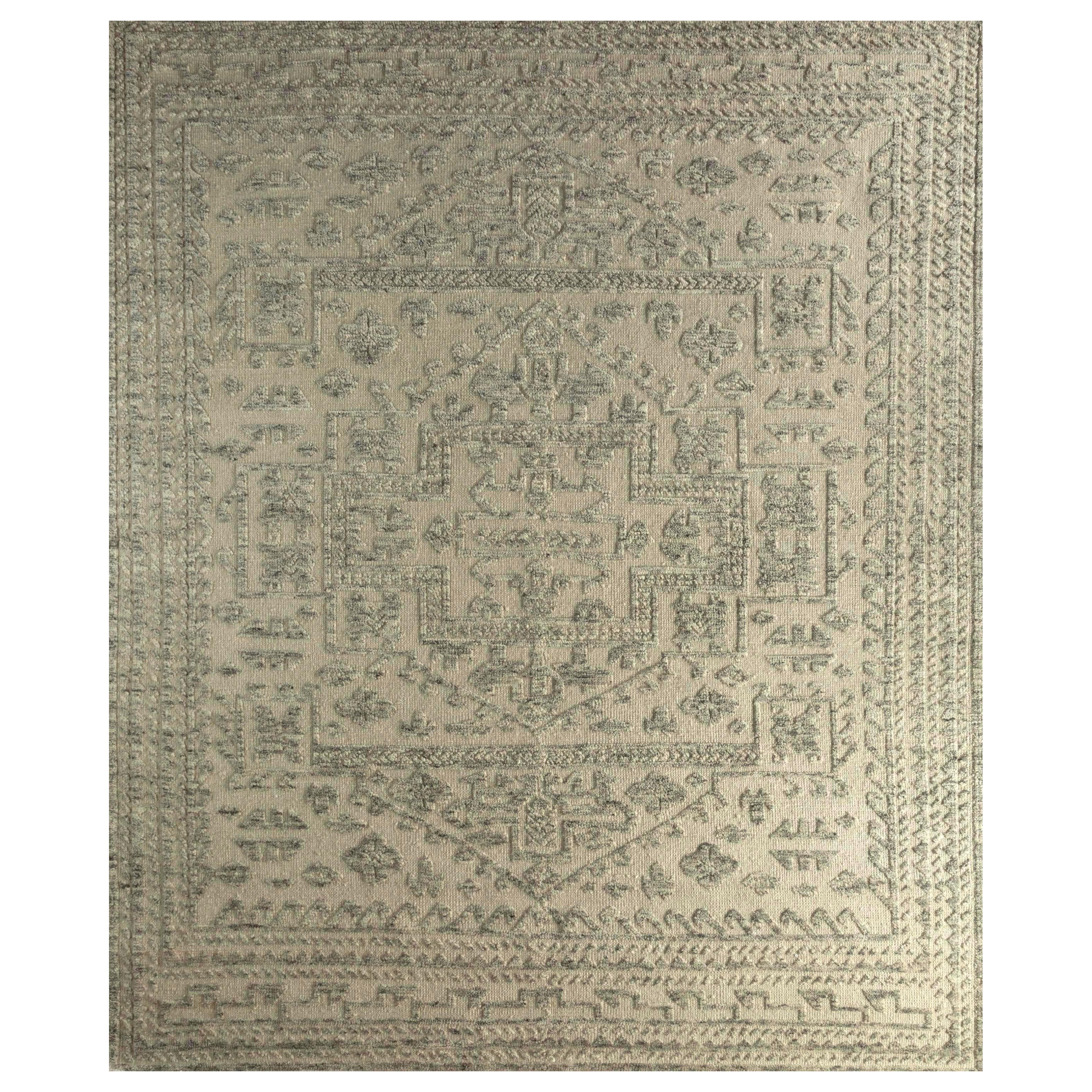 Illusion Nectar Natural Off White & Natural Silver 240x300 cm Hand Knotted Rug For Sale