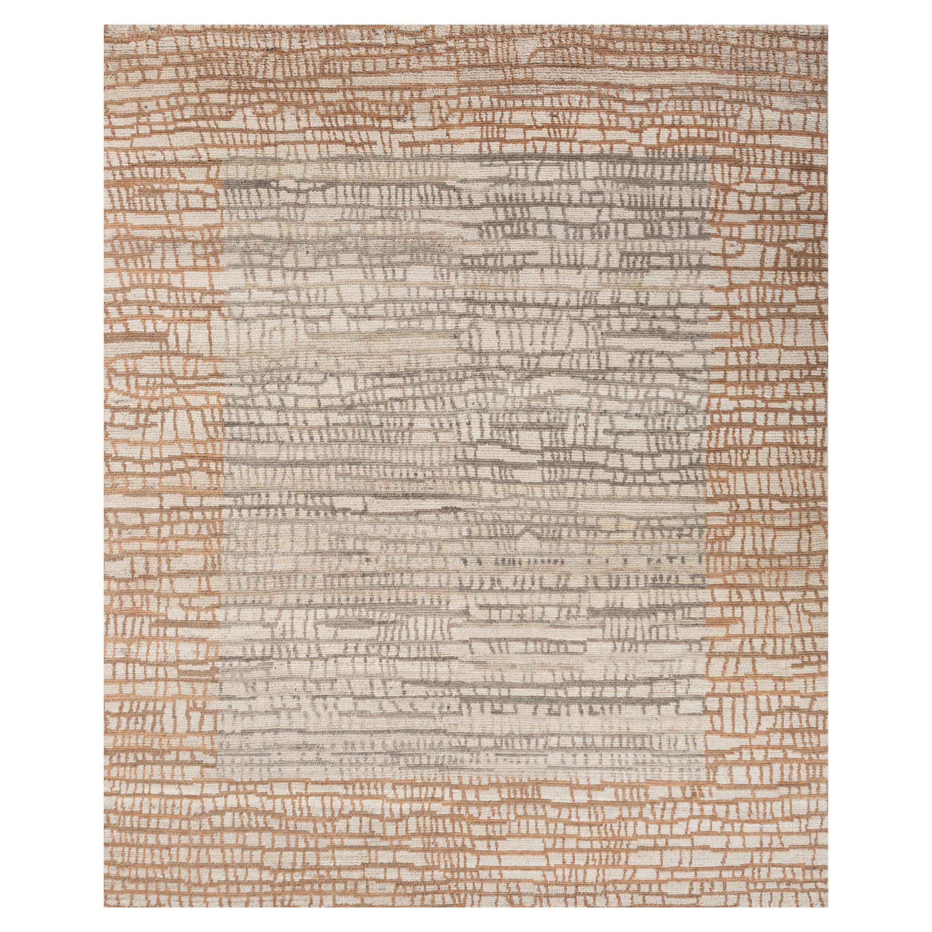 Whimsical Maze White & Caramel 240X300 cm Handknotted Rug For Sale