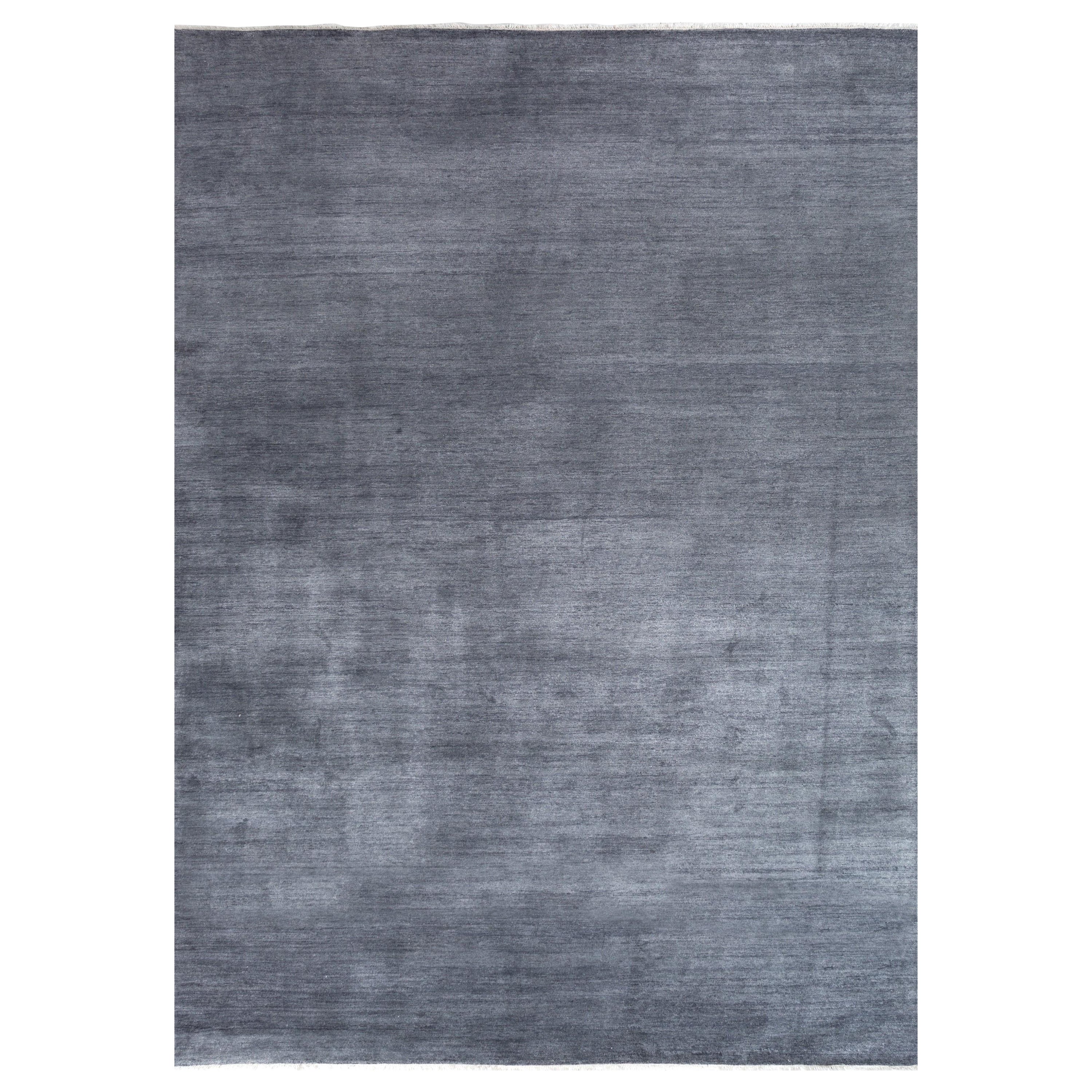 Neptune Tides Marine Blue & Marine Blue 240x300 cm Hand Knotted Rug For Sale
