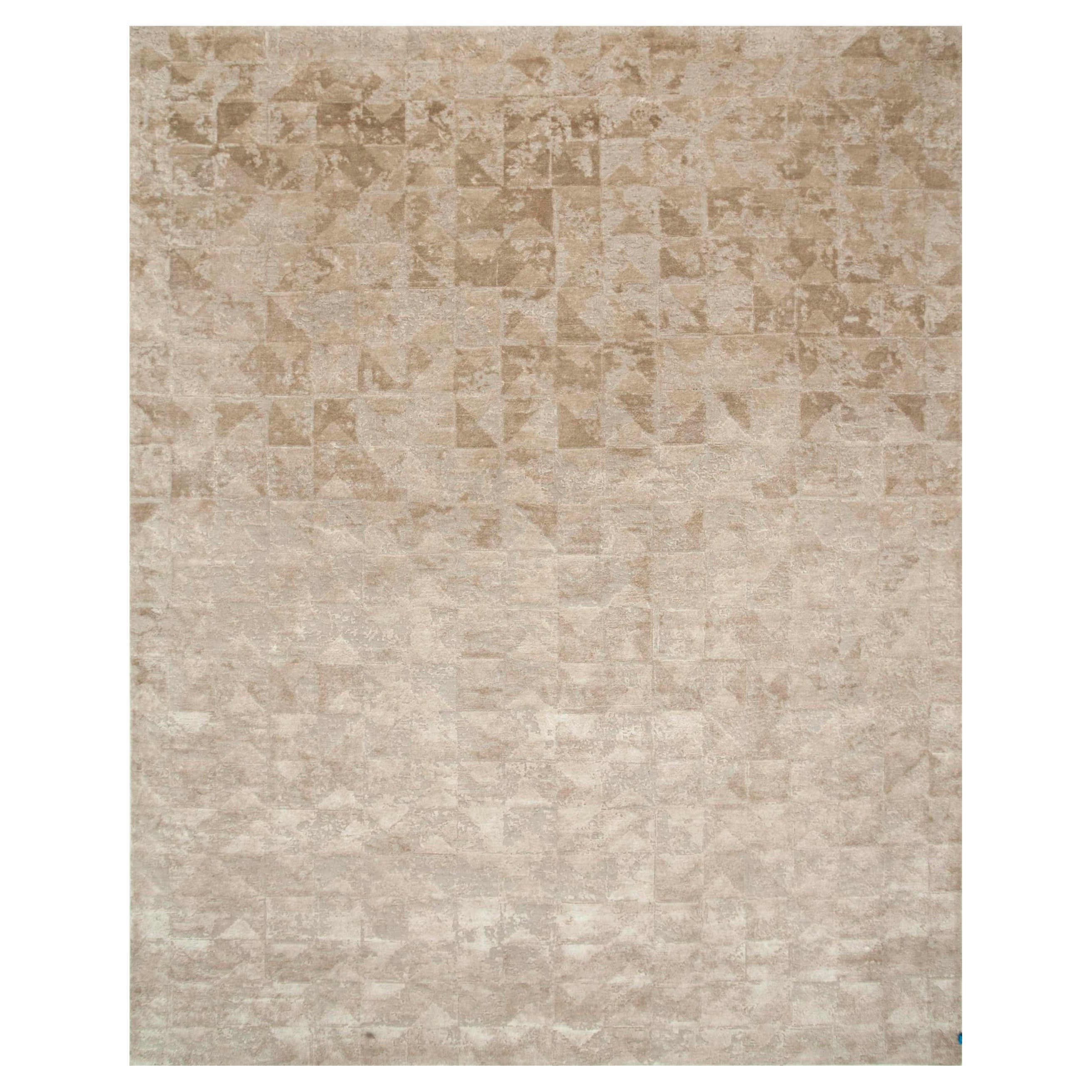 Echoing Abstract Ivory & White Sand 240x300 cm Handknotted Rug For Sale