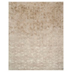 Handgeknüpfter, abstrakter, elfenbeinfarbener und weißer Sandteppich 240x300 cm, Echoing