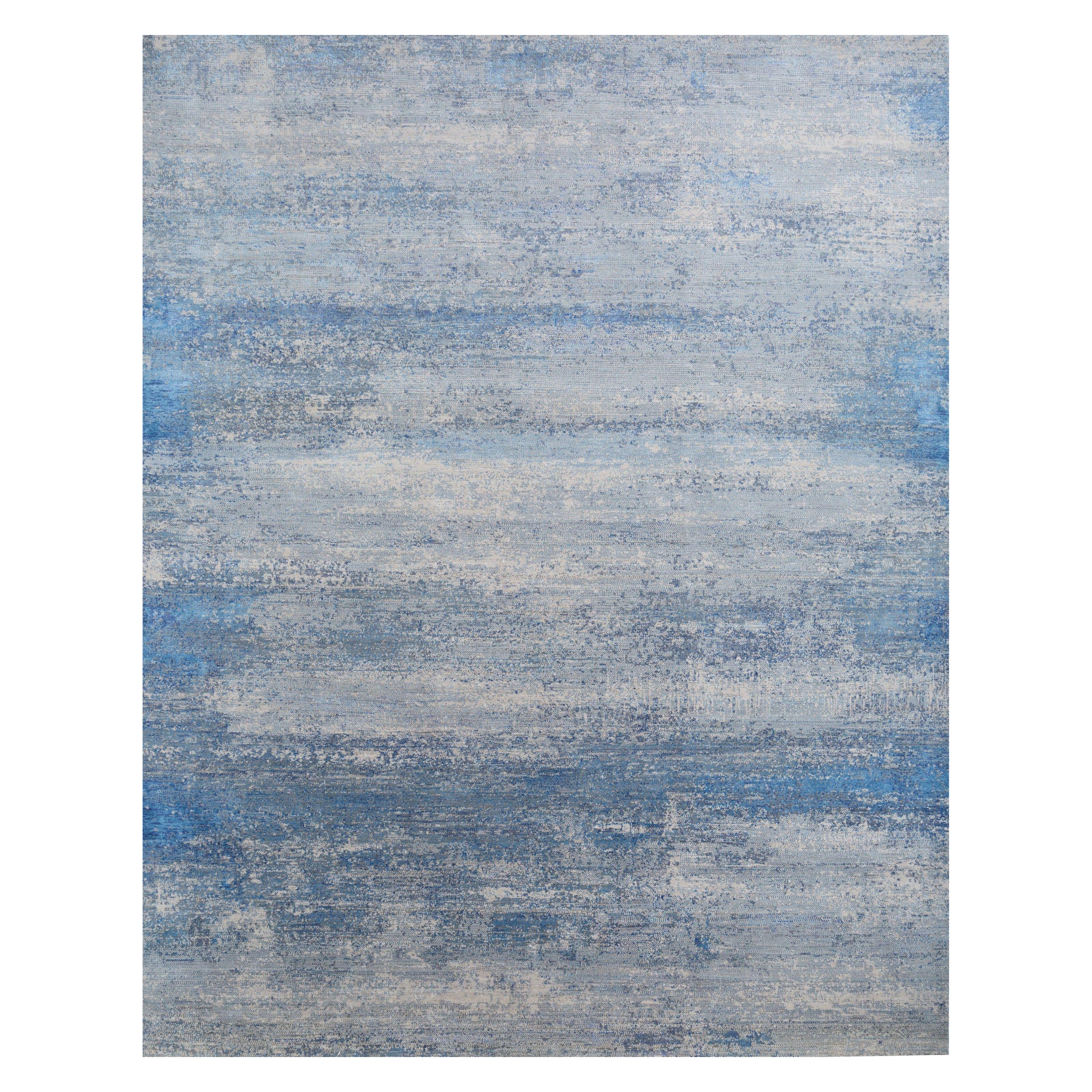 Serenity Leap Classic Gray & Bermuda Blue 300X420 Cm Handknotted Rug For Sale