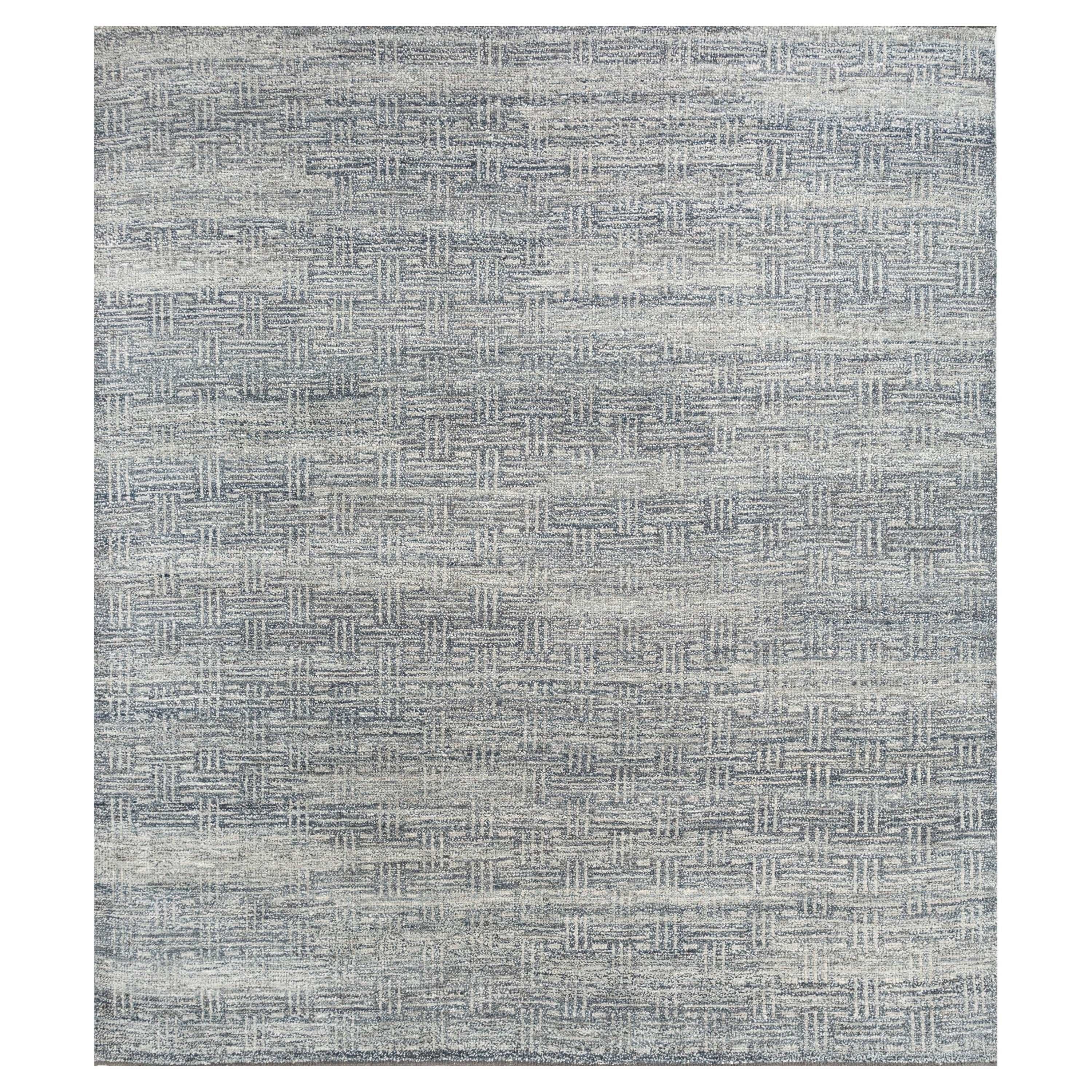 Seaside Ombre Light Blue & Light Blue 240x300 cm Hand Knotted Rug For Sale