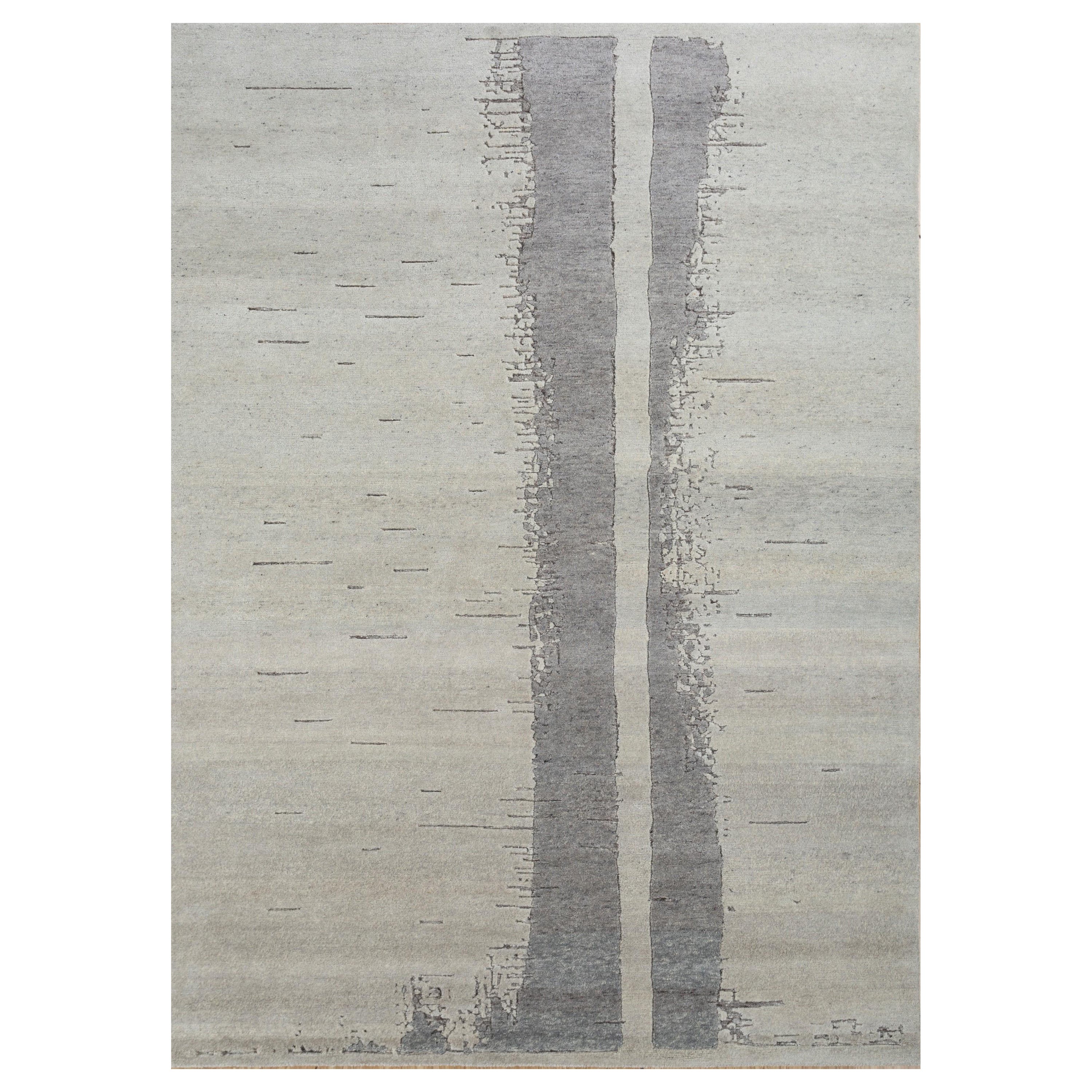 Arctic Oasis White Ice & Medium Gray 180X270 cm Handknotted Rug For Sale