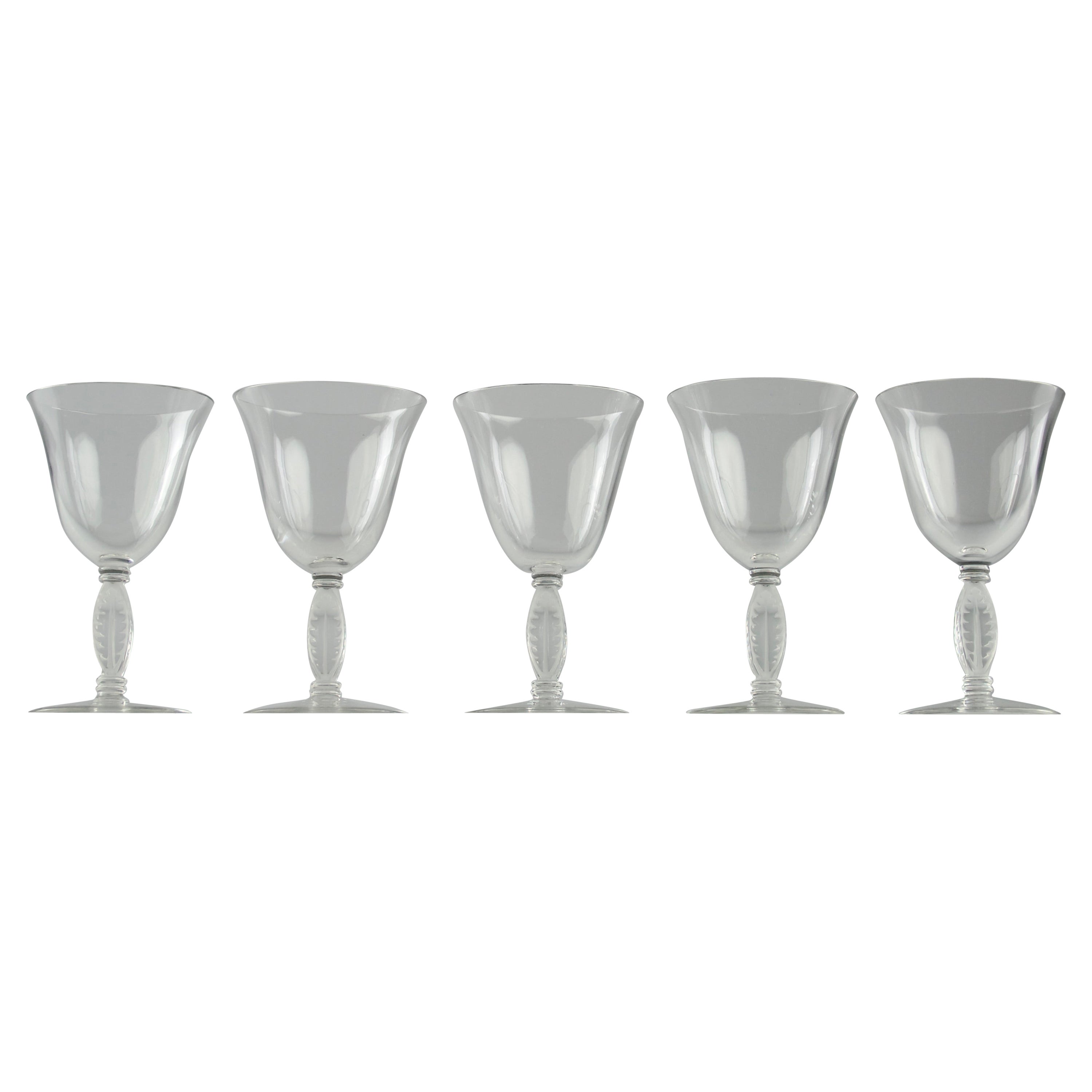 Lalique d'après René Lalique, cinq verres à liqueur Fontainebleau, France années 1950