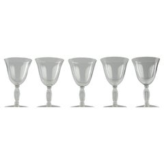 Vintage Lalique After René Lalique, Five Fontainebleau Liquor Glasses, France 1950s