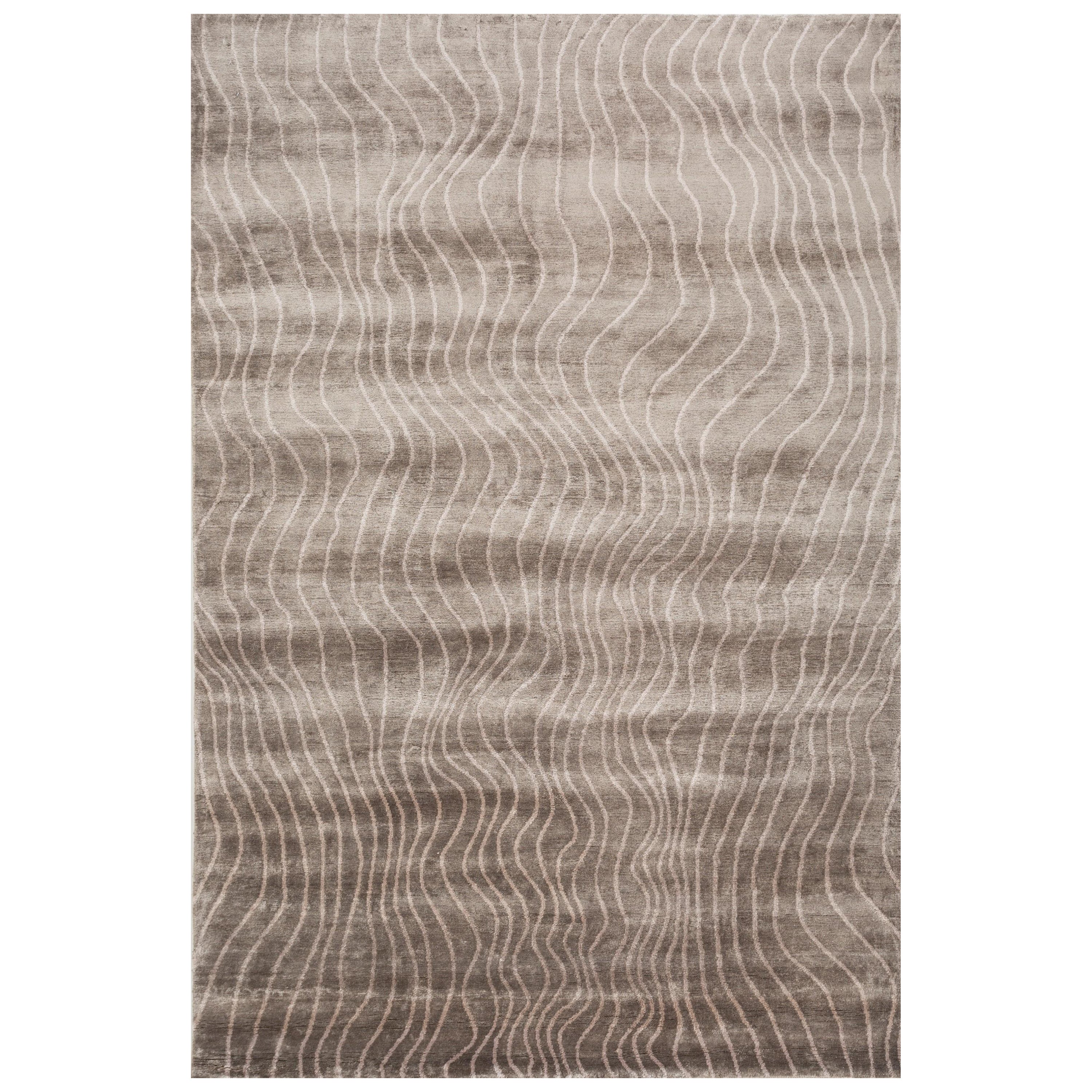 Tapis Serenity Cascade Mushroom & Dark Taupe 180X270 Cm noué à la main en vente