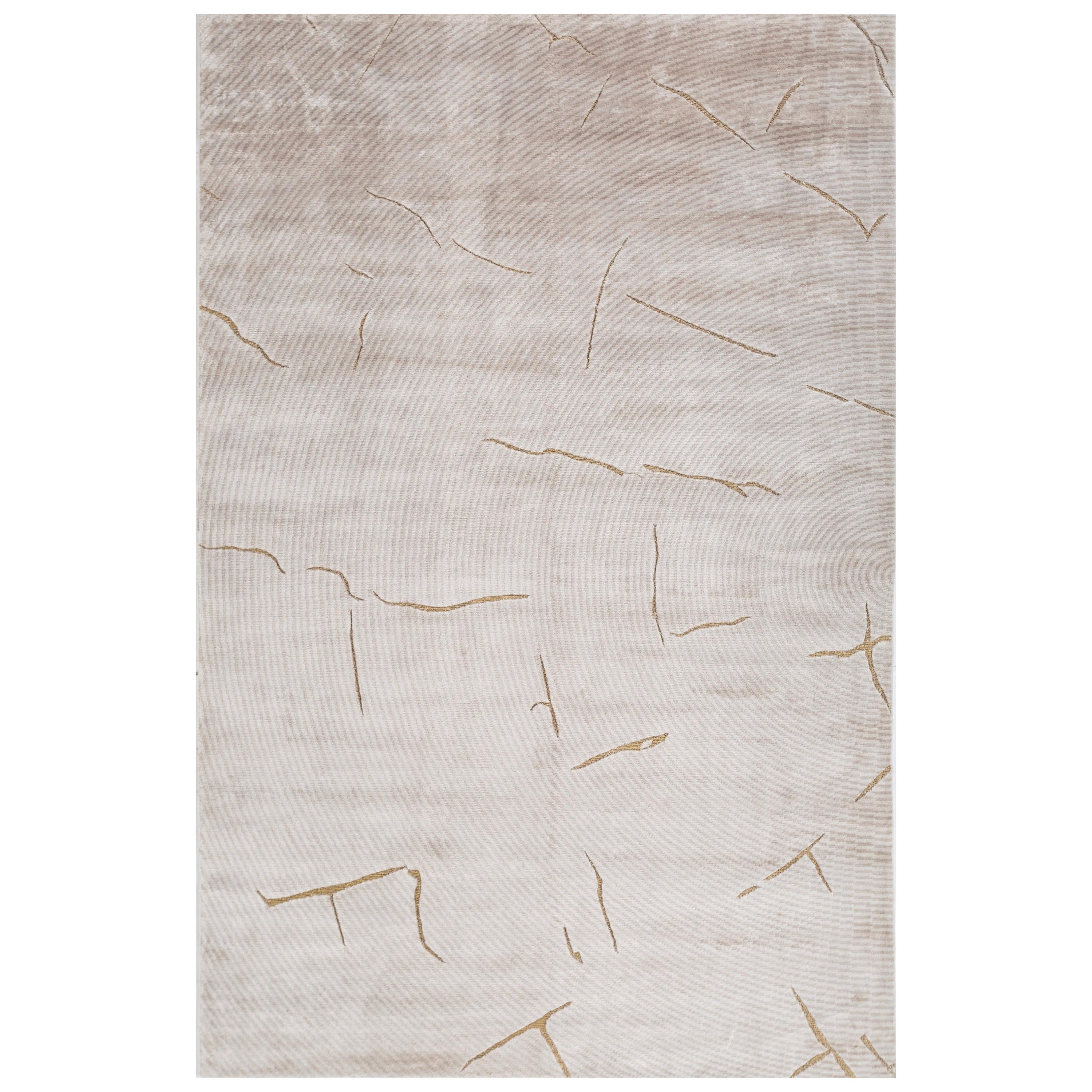 Luminous Mosaic White Sand Marble 180X270 cm Hand-Knotted Rug For Sale
