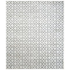 Tapis ancien blanc et ébène 240 x 300 cm noué à la main Tranquility Threads