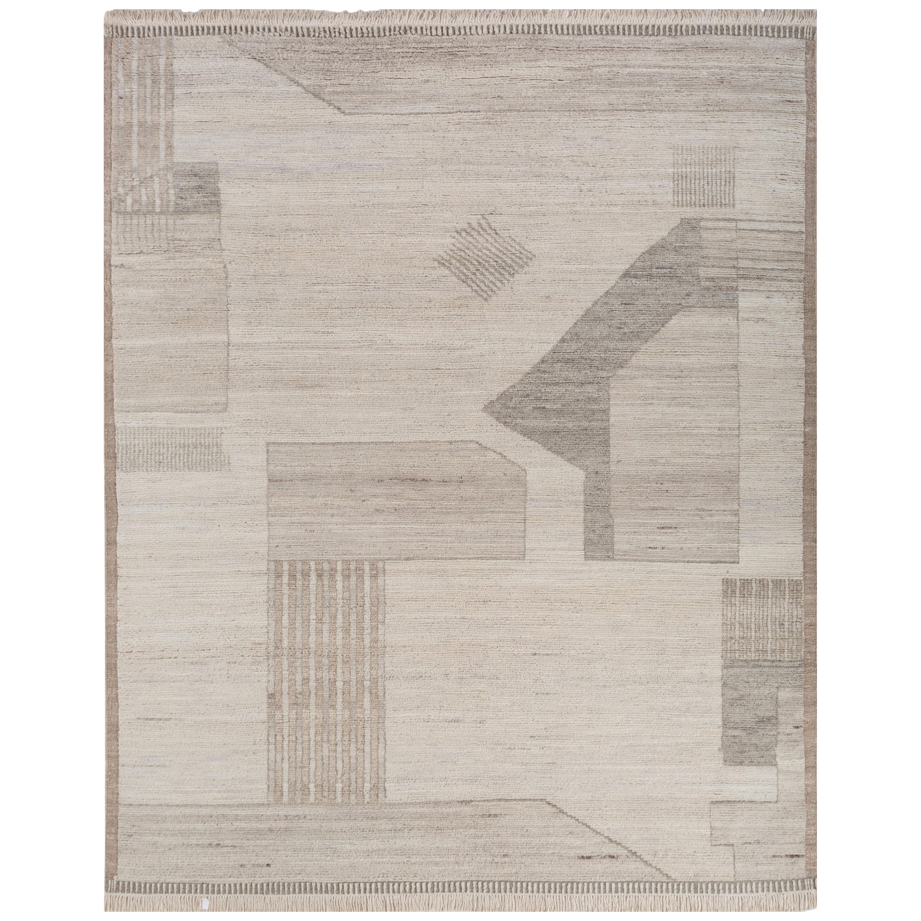 Subtle Intricacies White & Dark Ivory 240x300 cm Hand Knotted Rug