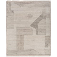 Handgeknüpfter Teppich 240x300 cm in Weiß & Dunkel Elfenbein mit subtilen Feinheiten