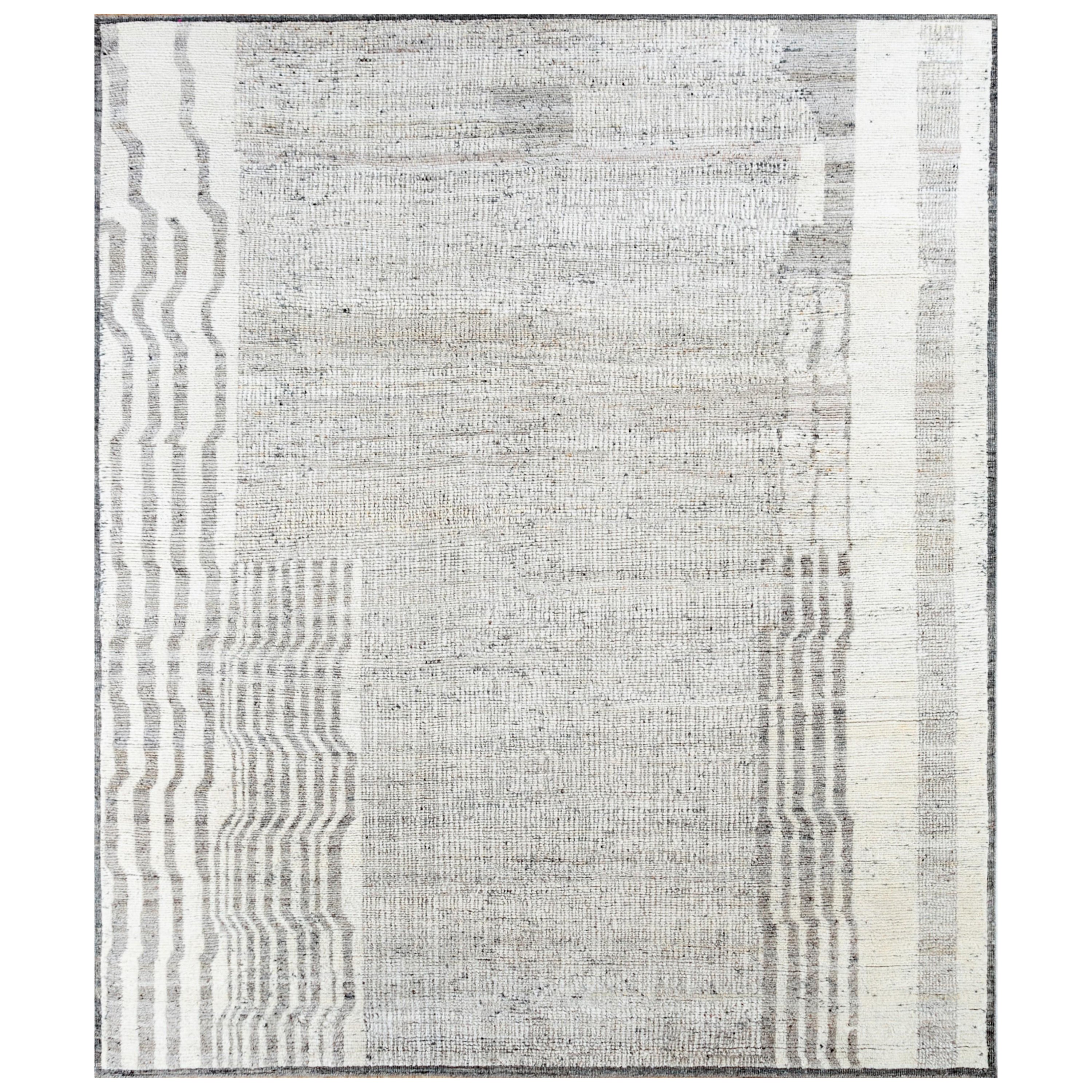 Linear Grace Natural Beige & Natural Gray 180X270 cm Hand Knotted Rug For Sale