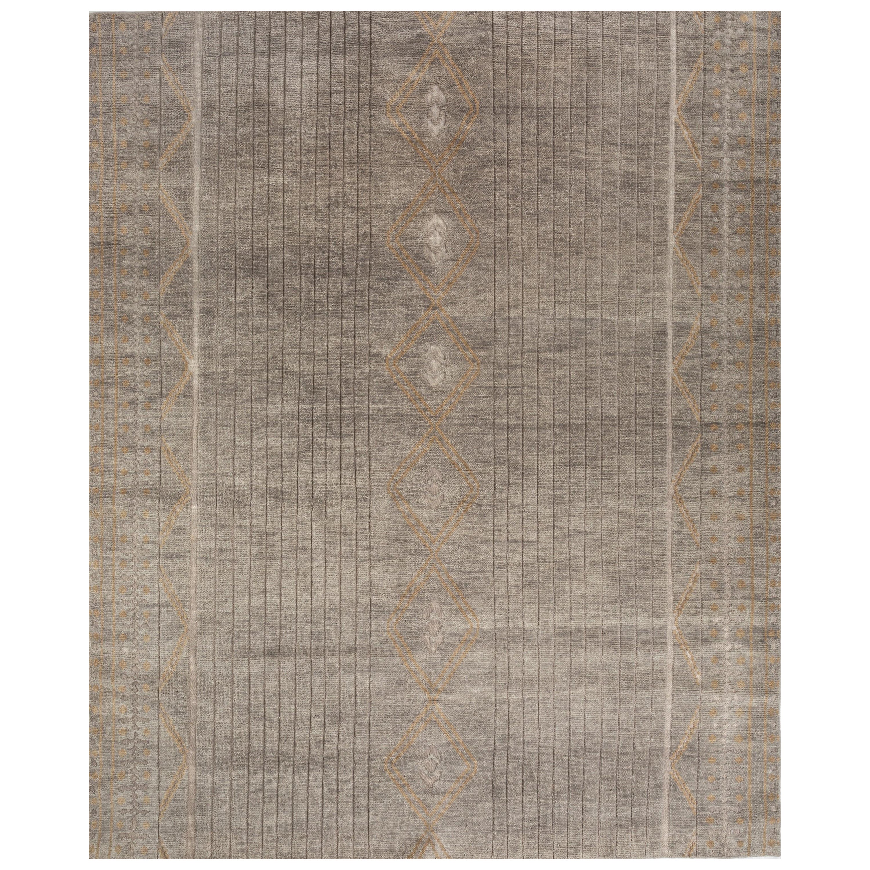 Sublime Simplicity Medium gray & Nickel 240x300 Cm Handknotted Rug For Sale